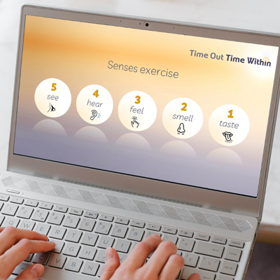 Time Out Time Within - presentation on laptop