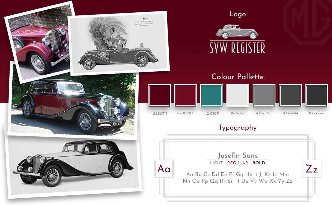 SVW Register website - Logo, Colour Pallette and Typography