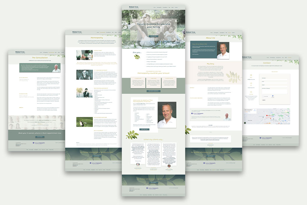 Walnut Tree Homeopathic Practice - Website screens